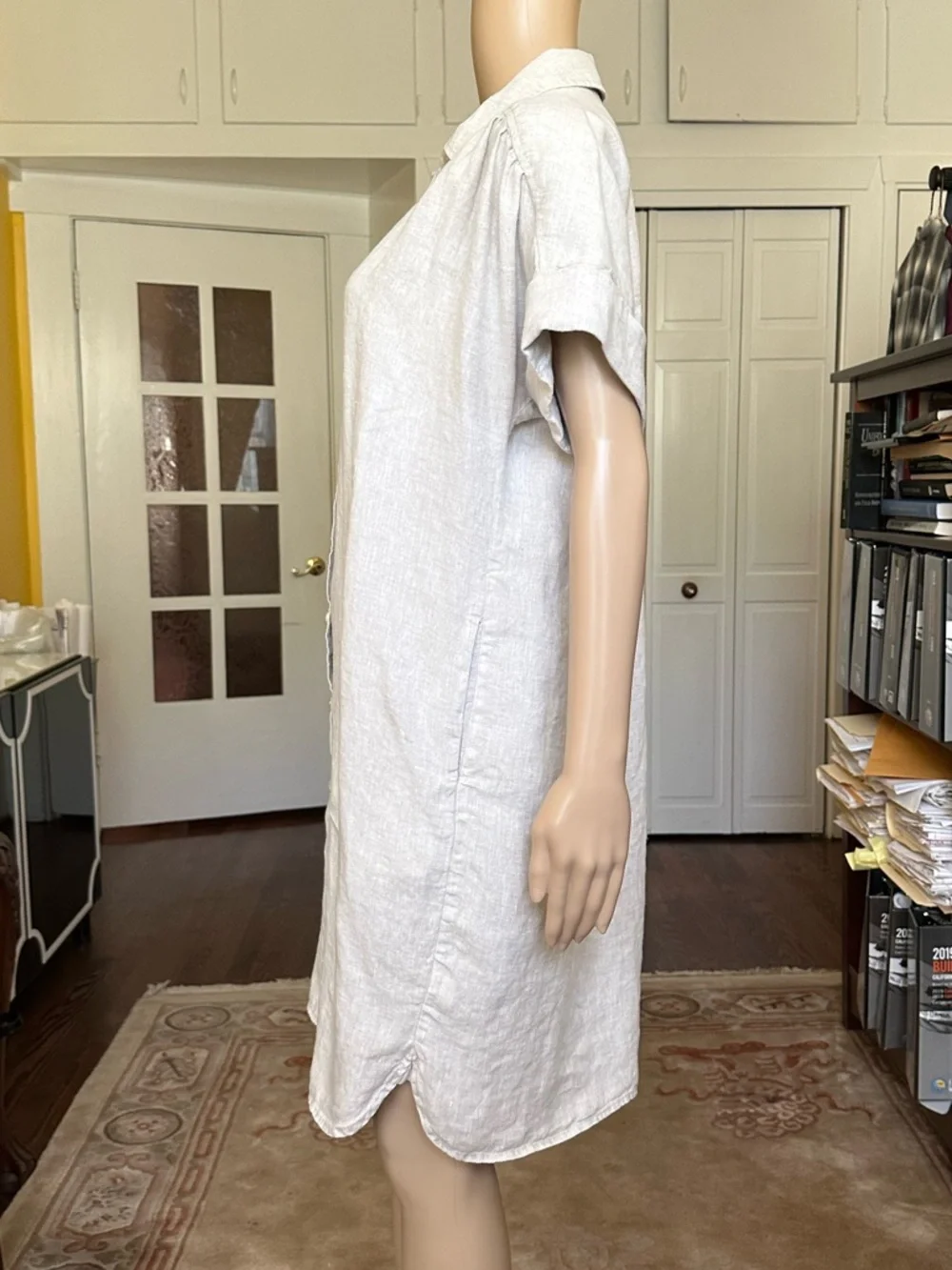 J Crew Baird McNutt Irish linen short sleeve shirtdress flax color size S